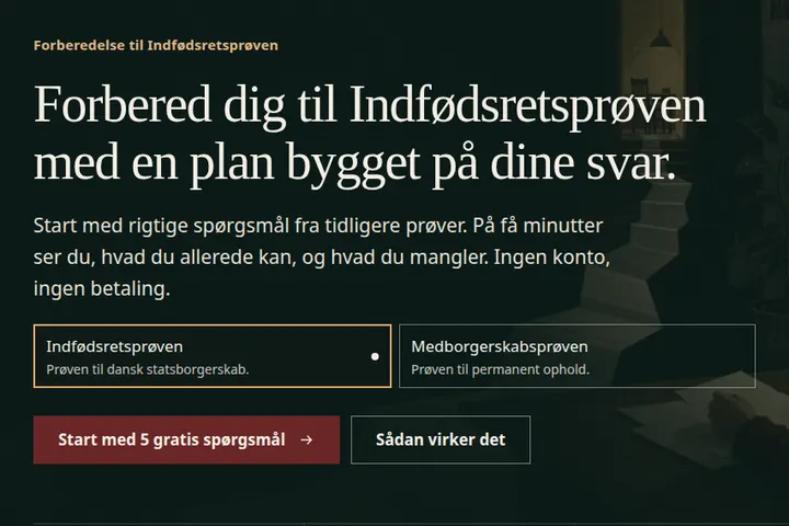 Forsiden på Danskertesten.dk