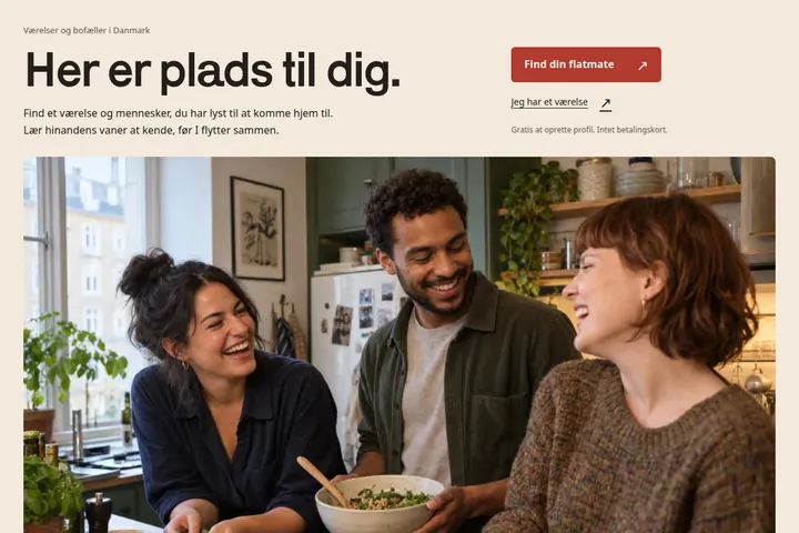 Forsiden på Flatmate.dk